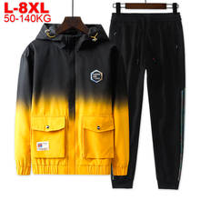 Large Size Men's Tracksuit Gradient Jackets Two Pieces Men Sets Jacket Pants Sports Set Casual Sportwear Outfit Track Suit Male 2024 - buy cheap