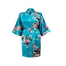Vestido de kimono feminino de cetim, estilo clássico, estampado, pavão e floral, roupa de dormir, tamanho p, m, g, gg, xxg, venda imperdível 2024 - compre barato