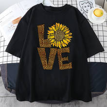 Camiseta con estampado de Anime Love Sunflower para mujer, ropa urbana holgada de Hip Hop, Tops de moda, Camiseta básica blanca para mujer 2021 2024 - compra barato