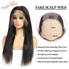 Angel Grace Fake Scalp Wig Brazilian Straight Lace Front Wigs 13x6 Remy Human Hair Wigs Natural Color 8-26 Inch High Ratio 2024 - buy cheap