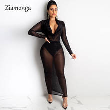 Zimulti-a vestido sensual de malha para mulheres, 2 peças, decote em v, manga comprida, até o tornozelo, celebridade, preto, maxi vestido com glitter 2024 - compre barato