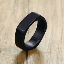 Бесплатная гравировка на заказ 8 мм полированные черные пятиугольные кольца из нержавеющей стали 2024 - купить недорого