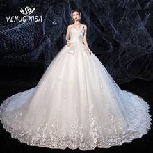 new beautiful strapless pluse size wedding dress 2020 long train Luxury Lace sequined appliques Vestido De Noiva Elegant Bride 2024 - buy cheap