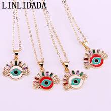 10Pcs Golden Fashion Enamel Colorful Zirconia CZ Eyes Charm Pendant Necklaces For Women Girl 2024 - buy cheap