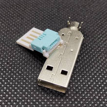 10set 2 IN 1 USB-A Male Plug Solderless long type metal shell press wire type USB male connector 2024 - buy cheap