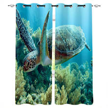 Green Turtle The Sea Coral Window Curtain Kids Home Decor Accessories Living Room Bedroom Kitchen Children Curtain 2024 - buy cheap