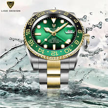 LIGE New Mechanical Automatic Men Watch Gold Relogio Masculino gmt Ceramic Bezel Sport Mens Watches Top Brand Luxury Wristwatch 2024 - buy cheap