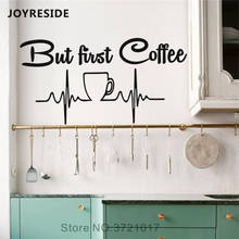Joylive BUt First Coffee наклейка-цитата на стену домашняя кухонная кофейня, оконная Декоративная Настенная Наклейка Виниловые для украшения стен WM474 2024 - купить недорого
