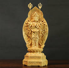 Boxwood Carving Feng Shui Sculpture Home Decoration Solid Wood Buddha Statue Worship Thousand-Hand Guanyin Home Decor 2024 - buy cheap