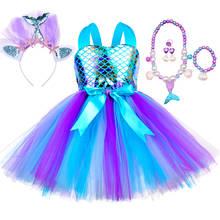 Mermaid Costume for Girls Under The Sea Theme Birthday Party Tutu Dress with Headband Necklace Baby Kids Princess Mermaid Outfit 2024 - buy cheap