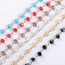5 Strand Handmade Rondelle Glass Beads Chains for DIY Neckalces Bracelets Making,Unwelded,Mix Color ,39.3"; Beads: 6x4.5mm 2024 - buy cheap