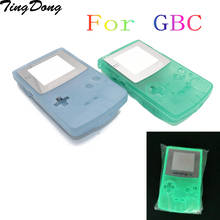 Caixa fluorescente do escudo luminoso plástico da carcaça para gbc gameboy cor brilho azul cor verde capa da caixa 2024 - compre barato