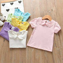 Camiseta de algodón para niña, ropa para niño, camiseta de manga corta para niño pequeño 73 ~ 130, blusa Lisa para niña AA4417 2024 - compra barato