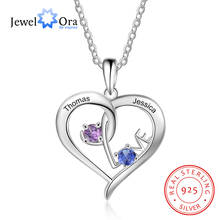 JewelOra-collar de corazón personalizado de Plata de Ley 925 con piedra de nacimiento "LOVE", colgante personalizado con nombre grabado, regalos para madres S925 2024 - compra barato