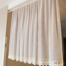Free Shipping Pastoral Linen Gray Lace Curtain Coffee Half Drapes Kitchen Door Short Small Shades Window Decoration Blinds 2024 - buy cheap
