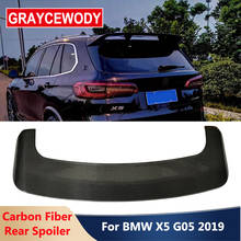 Acessório de decoração automotiva, em fibra de carbono, modificação para o estilo cf, verdadeiro, asa traseira do porta-malas, para bmw x5, g05 2024 - compre barato