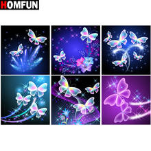 Homfun arte 5d diy pintura diamante "borboleta cor paisagem" fotos de diamante ponto cruz 3d strass bordado decoração 2024 - compre barato