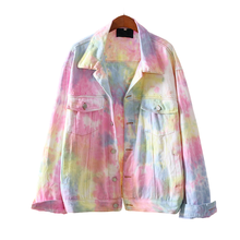 Jaqueta de vaqueiro feminina estilo arco-íris, casaco folgado de botão para primavera e outono, 2021 2024 - compre barato