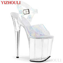 Banquet 20 cm sexy through crystal waterproof platform, nightclub transparent design vamp/pole dancing model sandals 2024 - buy cheap