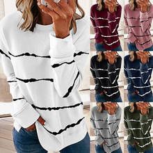 Autumn Long Sleeve Sweatshirt Women Fashion Causal Stripe Printing Loose Top Pullover Ladies Plus Size O-neck Streetwear 2024 - buy cheap