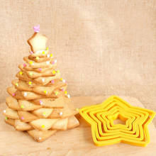 Cortador de galletas en forma de estrella para árbol de Navidad, molde 3D para decoración de pasteles, herramienta para hornear, 6 unids/set por Set 2024 - compra barato