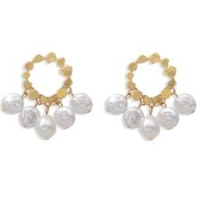 New Fashion Trendy Pearl Drop Earrings for Women Metal Maxi Gold Color Drop Earrings Party Wedding Jewelry Gifts Wholesale 2024 - buy cheap