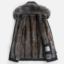 Winter Real Fur Coat Men Parka Natural Mink Fur Liner Jacket Raccoon Fur Collar Mens Mink Jackets Parkas 2020 KJ3498 2024 - buy cheap