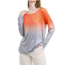 Весенне-летняя свободная футболка с круглым вырезом, туника, повседневные топы размера плюс 4X, градиентная модная женская футболка с длинным рукавом 2024 - купить недорого