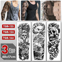 3 pcs/lot Large Arm Sleeve Tattoo Skull Star Wings Waterproof Temporary Tatto Sticker Rose Body Art Full Fake Tatoo Women Men 2024 - купить недорого