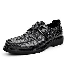 Zapatos de vestir de cuero de grano completo para hombre, zapatos Oxford de cuero natural de diseñador de cocodrilo Retro, marca 2024 - compra barato