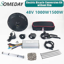 Algum dia kit de conversão bicicleta elétrica 48v 1000w/1500w dianteiro e traseiro motor do cubo roda sem aro ebike gearless motor 2024 - compre barato
