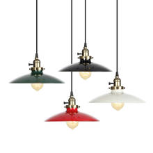Luminária pendente estilo loft, 60w, estilo retrô, vintage, industrial, com lâmpada em metal branco, sombra 2024 - compre barato