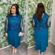 Plus Size Blue Mother Of The Bride Dresses  Lace Appliques Long Groom Mother Dresses For Weddings Chiffon A-line Long Sleeves 2024 - buy cheap
