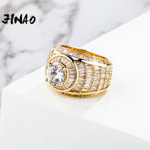 JINAO Hip Hop Baguette Cluster AAA+ CZ Ring High Quality White Gold Bling Bling Ring Fashion Luxury Men and Women Jewelry 2024 - buy cheap