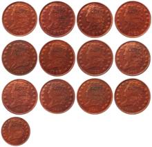 Medias centavos de cabeza clásica de EE. UU. (1809 - 1836 )(13 piezas), fecha para elegir, monedas de copia de cobre 100% 2024 - compra barato