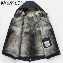 AYUNSUE 2020 Parka Real Fur Coat Men Hooded Natural Wolf Fur Liner Thick Warm Men's Fur Coats Parkas Hombre Overcoat 99-1500 2024 - buy cheap