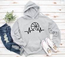 Heartbeat Basketball women's Hoody sweatshirt Gift For Sport Lover Hoodies Unisex Trendy Jumper 100%cotton Casual Tops drop ship 2024 - buy cheap