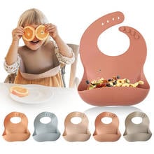 Babador de silicone tipo peitoral infantil, sólido, à prova d'água, para alimentar crianças e recém-nascido, paninho de boca, lenço para babar, estiloso, dropship 2024 - compre barato