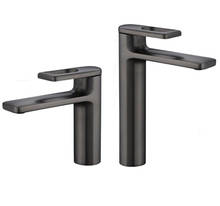 Grifos de lavabo de oro cepillado, mezclador de agua fría y caliente, negro, acabado Gris, latón, para lavabo de baño 2024 - compra barato