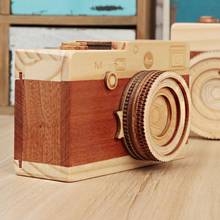 1pc Retro Wooden Camera Shape Classical Melody Clockwork Music Box Musical Gift Hot Sale Home Decoration Small ornaments 2024 - buy cheap