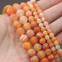 Cuentas de piedra Natural escarcha naranja rojo agrietado Dream Fire vetas de silicona ágatas Beads para pulsera DIY 15 ''6/8/10mm 2024 - compra barato