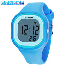 Synoke relógio de pulso infantil em silicone, relógio digital colorido led impermeável com alarme para meninos e meninas, presente de pulseira de silicone 2024 - compre barato