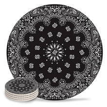 Bandana Black Southwestern Art Ceramic Coasters Waterproof Tea Cup Mat Modern Home Decor Coffee Table Decor Coasters For Glasses 2024 - buy cheap