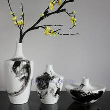 Chinese Style Retro Ceramics Vase Ink Black and White Marbling Modern Home Desktop Decoration Flower Arrangement Accessories 2024 - buy cheap