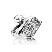 Authentic 925 Sterling Silver Bead Majestic Swan Charm Fit Fashion Women Pandora Bracelet Bangle Gift DIY Jewelry 2024 - buy cheap