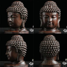 Creative New Buddha Statue Wood Wooden Sakyamuni Tathagata Figurine Mahogany India Buddha Head Statue Crafts Decorative Ornament 2024 - buy cheap
