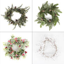 Christmas red berry garland Artificial Eucalyptus Leaves Wedding Wreath Foliage Garland Xmas Door Hanging Decorations Navidad 2024 - buy cheap