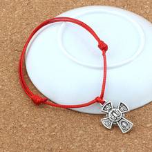 2PCS/Lots Jesus Christ Crucifix Cross Pendant Adjustable kabbalah Korea Waxed Cotton Cord Bracelets (Red & Black ) B-248 2024 - buy cheap