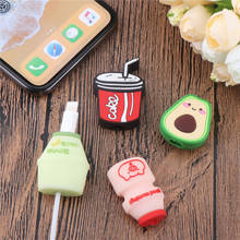 Cute drink pattern cable protector soft silicone cartoon charger  organizer winder data line cord protect holder for iPhone11xs 2024 - buy cheap