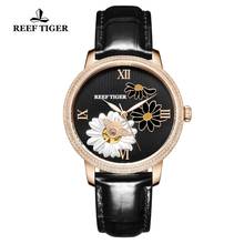 Reef Tiger/RT Luxury Women Watch Automatic Mechanical Watches Genuine Leather Strap Watch Sapphire Glass Waterproof 50m Watches 2024 - buy cheap